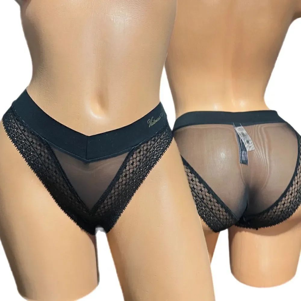 Victorias Secret Incredible Sexy Sheer Mesh Lace Supersoft Bikini Panty black M